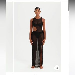 Riot swim Alaia Maxi Mesh Dress-Black